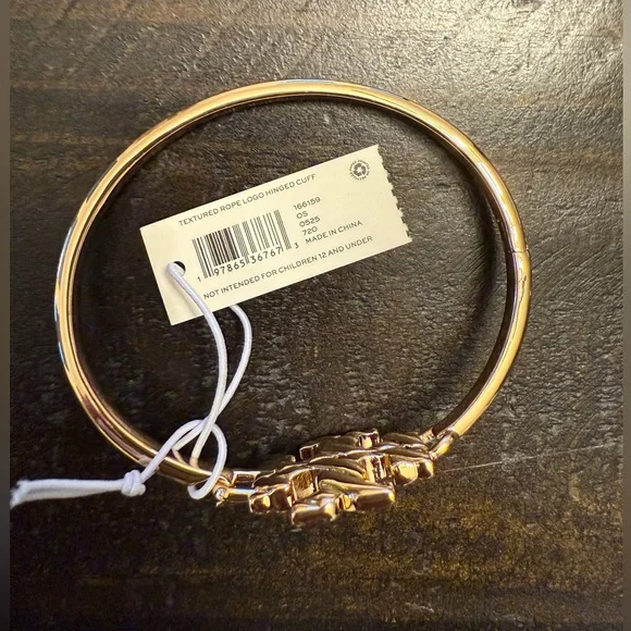 Tory Burch Textured Rope Logo Hinged Cuff - Picture 2 of 2